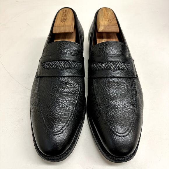 Crockett & Jones x Peal & Co. x Brooks Brothers Loafer Black Harris Tweed 10.5 - Picture 1 of 12